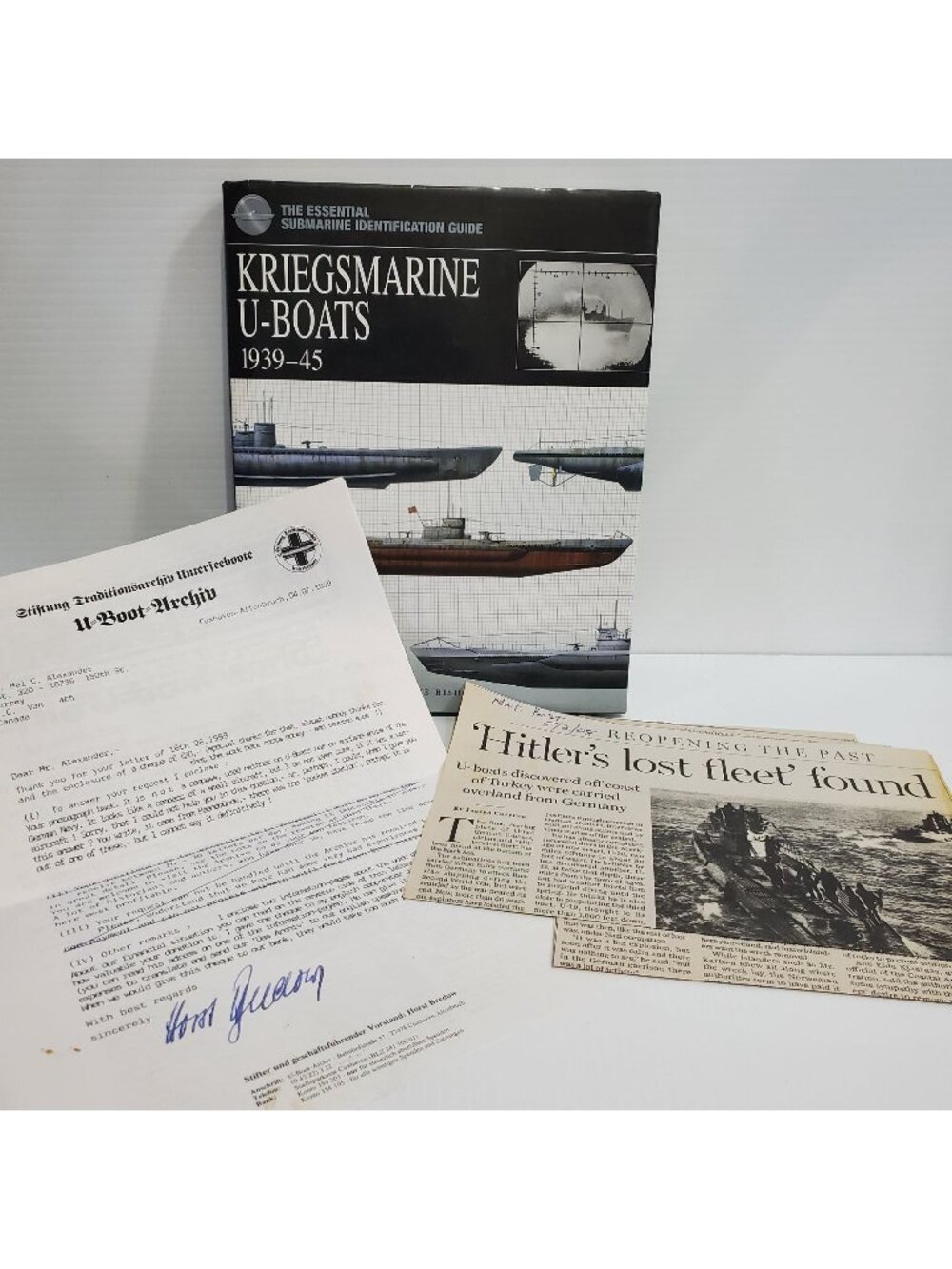 VTG WWII U-Boat Archive Letter Signed + Kriegsmarine Submarine Book Ephemera Lot